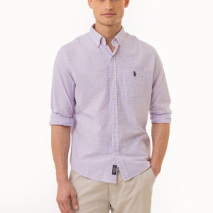 LONG SLEEVE HORIZONTAL STRIPE WOVEN SHIRT