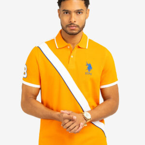 COLOR BLOCK SASH FRONT PIQUE POLO SHIRT