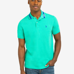 PIQUE POLO SHIRT WITH TIPPED COLLAR AND USPA PRINT