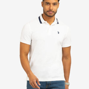 PIQUE POLO SHIRT WITH TIPPED COLLAR AND USPA PRINT