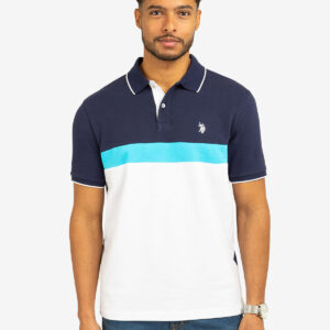 COLOR BLOCK OTTOMAN TEXTURE KNIT POLO SHIRT